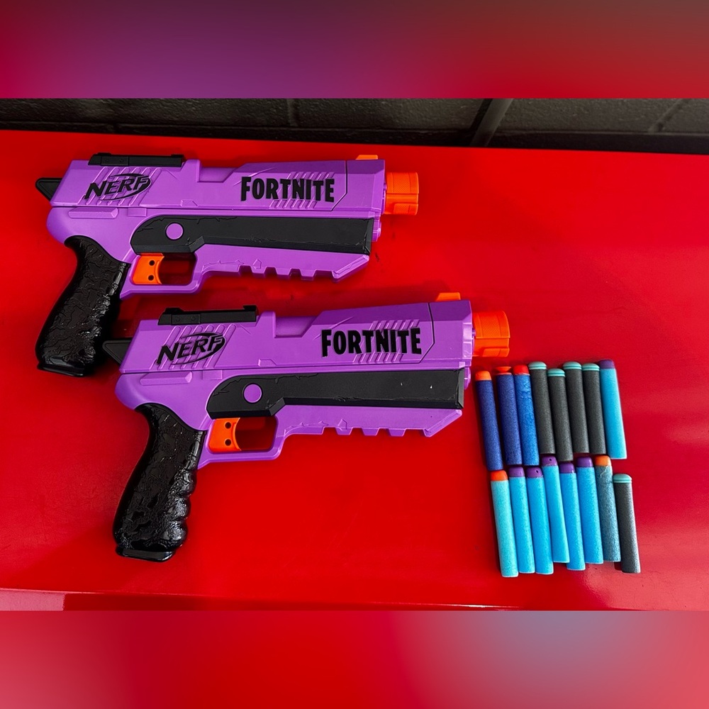 2-Nerf Fortnite Purple Blaster Dart Guns With 18ct. Darts,  2018 Hasbro